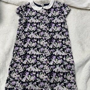 Janie and Jack Black Floral Velvet Peter Pan Collar Dress